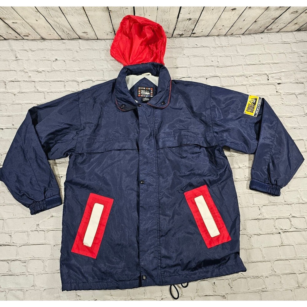 Vintage First Down Wettech Sailing Jacket Coat Blue Red 90s MENS SIZE XL